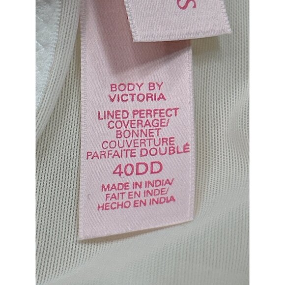 Victorias Secret Body Lined Perfect Coverage Bra 40DD White Pink Lace NWT - Picture 6 of 7